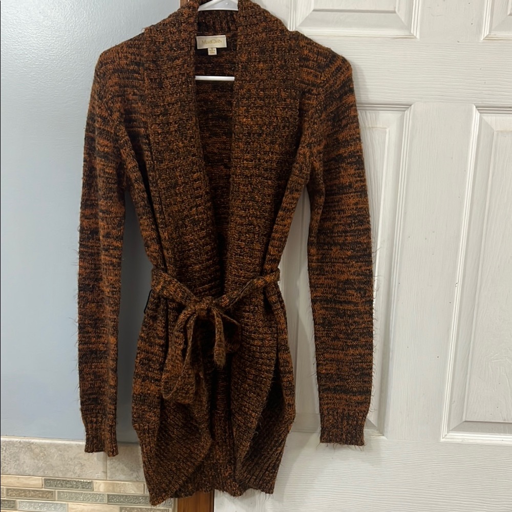 Modcloth Orange and Black Cardigan with Wrap Design